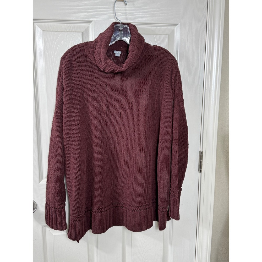 Aerie Oversized Tunic Sweater Cowl Neck Long Sleeve‎ Cozy Casual Maroon M/M